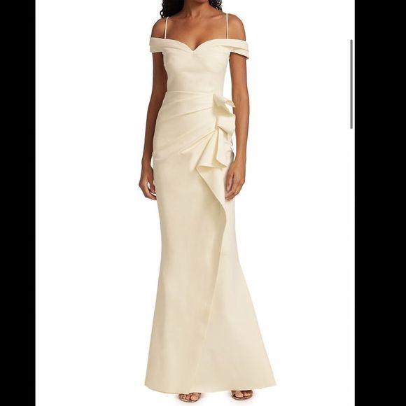 NWT Chiara Boni La Petite Robe Radoslava Off-The-Shoulder Wrap Gown SIZE 2 $1090 - Picture 5 of 11